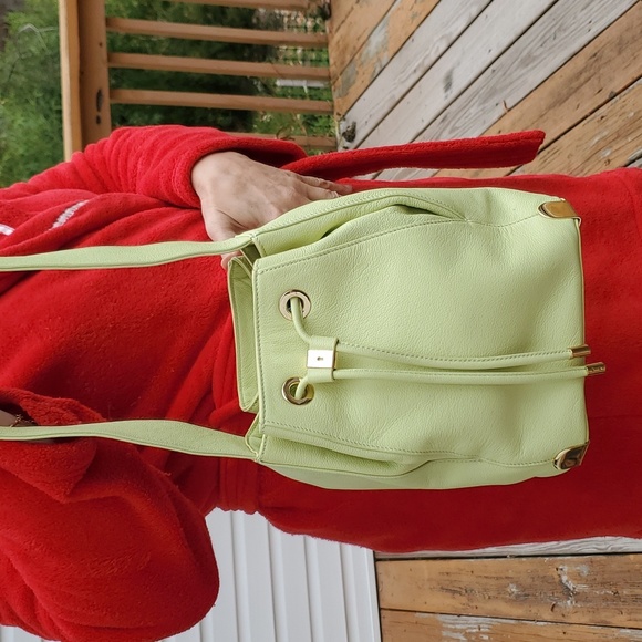 Vince Camuto Chartreuse light green Draw String Leather Purse Bag - Picture 6 of 10